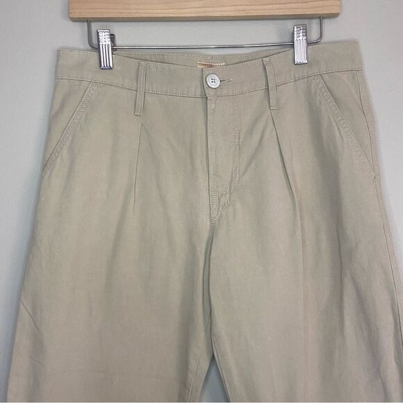 Mother Tan Paddle The Pleated Greaser Prep Cropped High-Rise Pants Size 28 - Picture 2 of 8